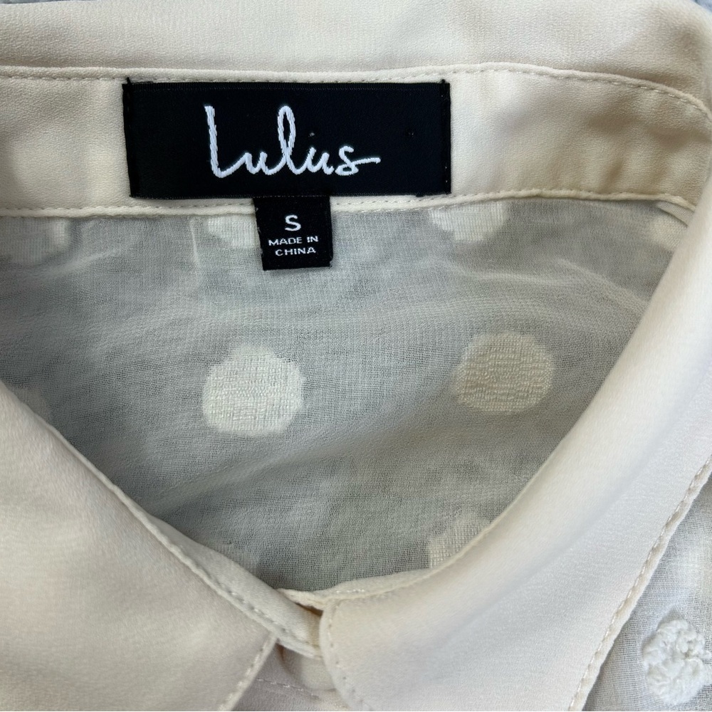 Lulus Top Womens Small Blouse Button Up Sheer Classic Polished Work Office Soft - Picture 3 of 4